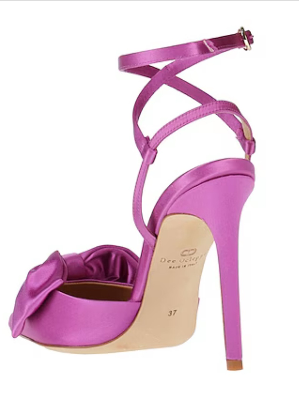 DEE OCLEPPO Satin Pointed-Toe Ankle-Strap Pump in Magenta - Picture 5 of 5
